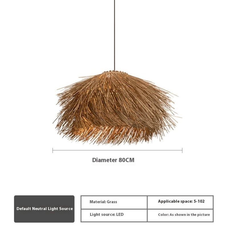 Japanese-style Rattan Straw Hat Chandelier Farmhouse B & B Restaurant