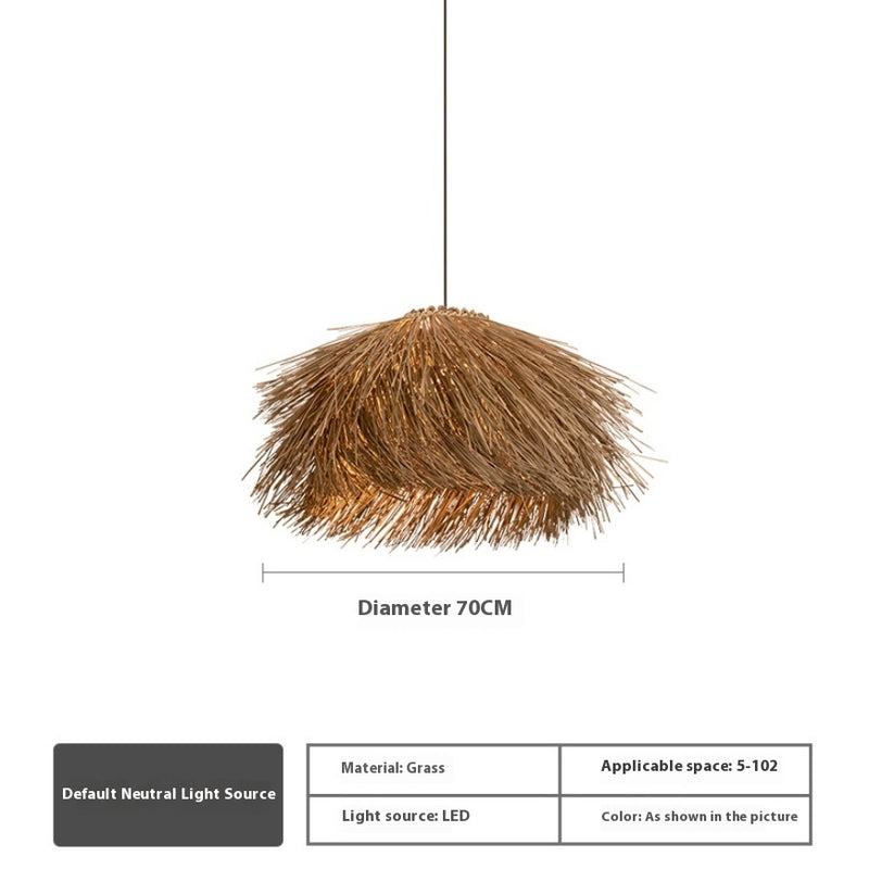 Japanese-style Rattan Straw Hat Chandelier Farmhouse B & B Restaurant