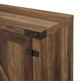 Rustic Farmhouse Double Barn Door TV Stand For TVs With Center Shelves - Rustic Oak
