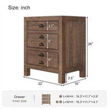 Rustic Farmhouse Style Three-Drawer Solid Pine Wood Nightstand With Cup Pulls And Integrated Charge Station